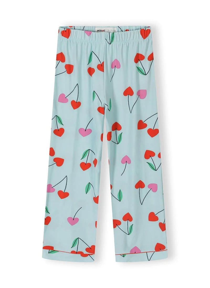 MINOTI Girls long sleeve pyjama set blue cherry print